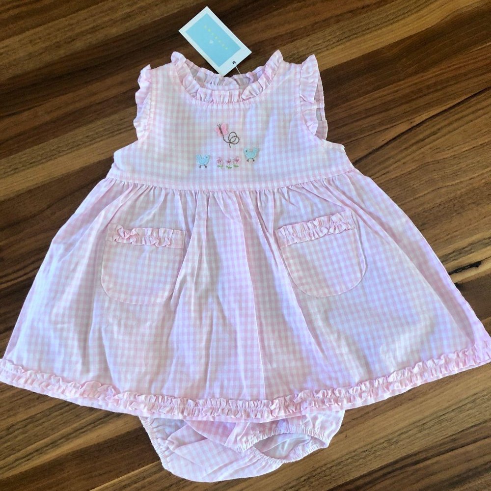 NWT 6Mo Pink Plaid Sundress w‎ Panty